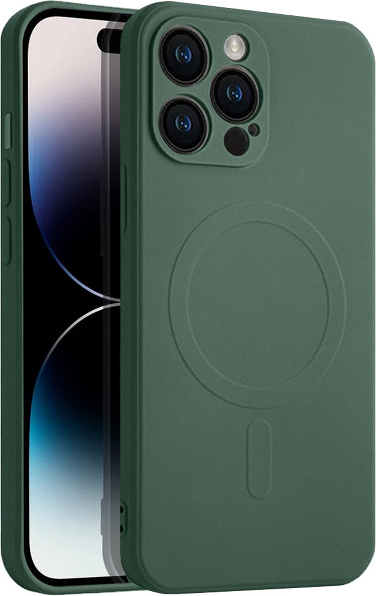 Casify Siliconen Hoesje geschikt voor MagSafe iPhone 12 Pro Hoesje - Legergroen