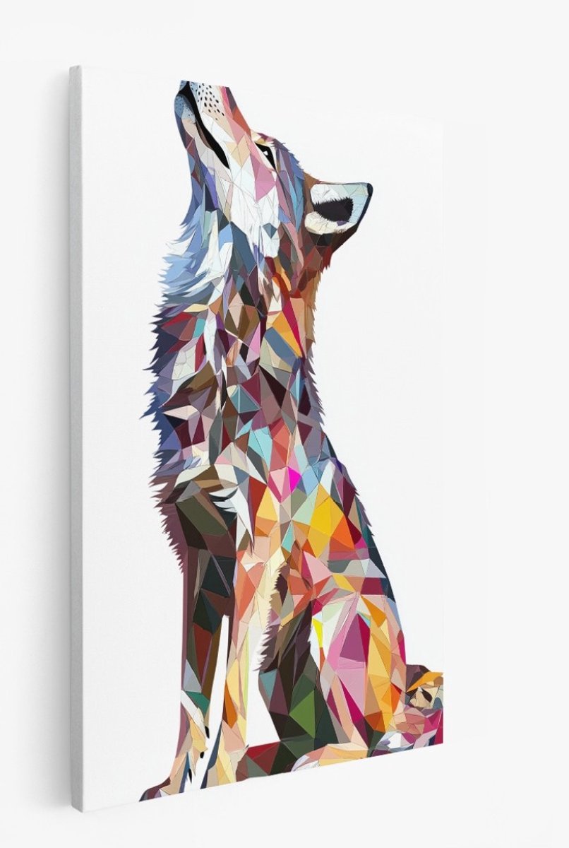 Saammp Canvas Schilderij - Huilende Wolf - Abstract - Dieren - 30x40 - Foto op canvas - Wanddecoratie - Muurdecoratie Woonkamer - Slaapkamer decoratie - Canvas Print Multicolor