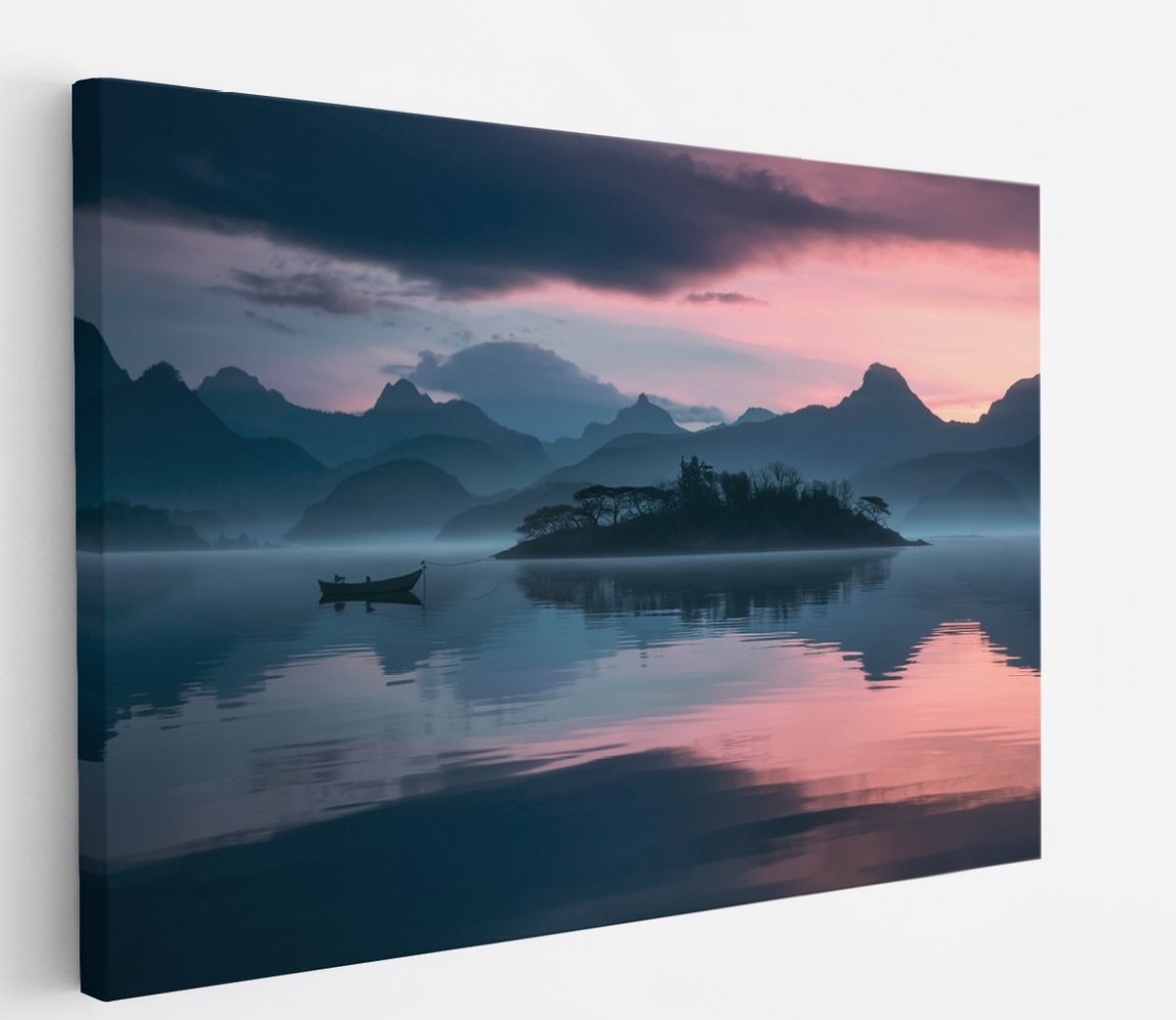 Saammp Canvas Schilderij - boot - Rustgevend - Landschap - Natuur - 50x40 - Foto op canvas - Wanddecoratie - Muurdecoratie Woonkamer - Slaapkamer decoratie - Canvas Print Multicolor
