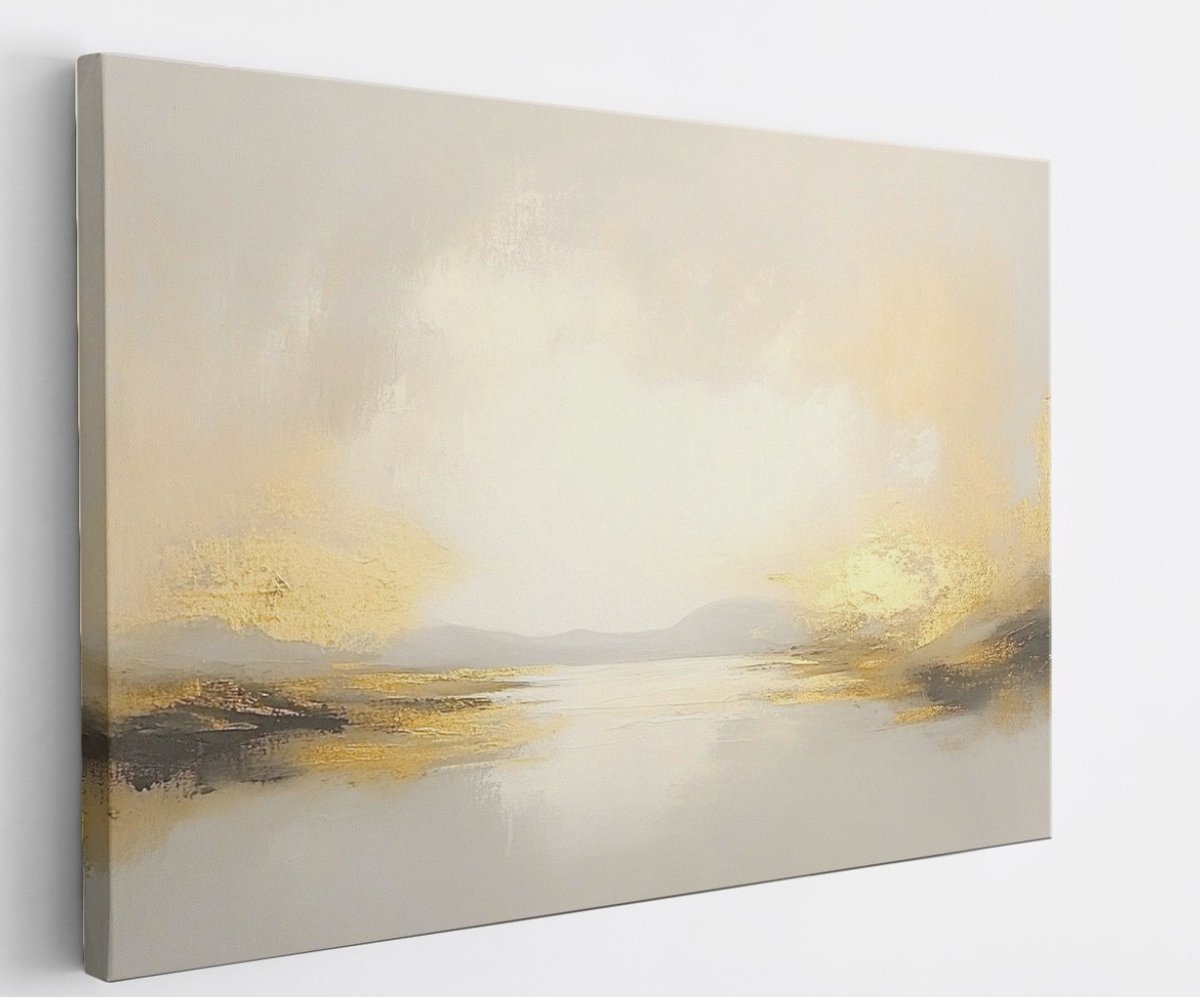 Saammp Canvas Schilderij - Landschap - Neutraal - Abstract kunstwerk - 70x50 - Foto op canvas - Wanddecoratie - Muurdecoratie Woonkamer - Slaapkamer decoratie - Canvas Print Multicolor