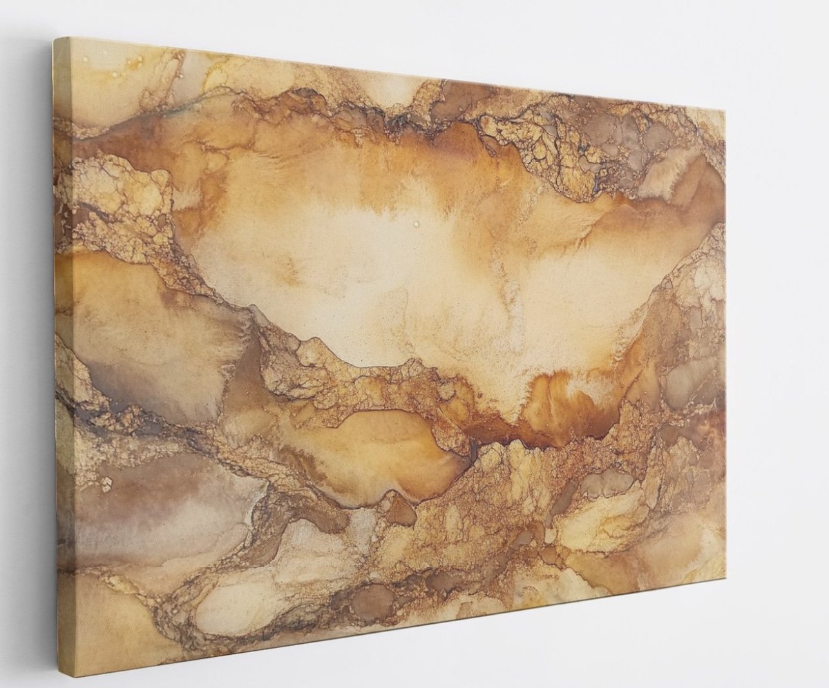 Saammp Canvas Schilderij - Roest gekleurd marmer - Abstract - 40x30 - Foto op canvas - Wanddecoratie - Muurdecoratie Woonkamer - Slaapkamer decoratie - Canvas Print Multicolor