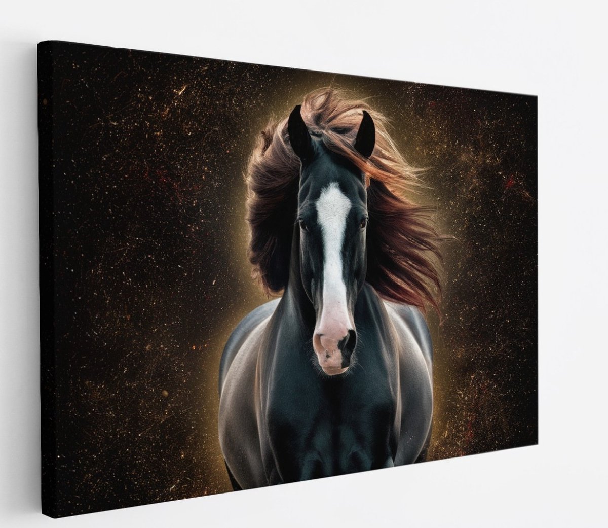 Saammp Canvas Schilderij - Paard - portret - Dieren - Natuur - 60x40 - Foto op canvas - Wanddecoratie - muurdecoratie Woonkamer - Slaapkamer decoratie - Canvas Print Multicolor
