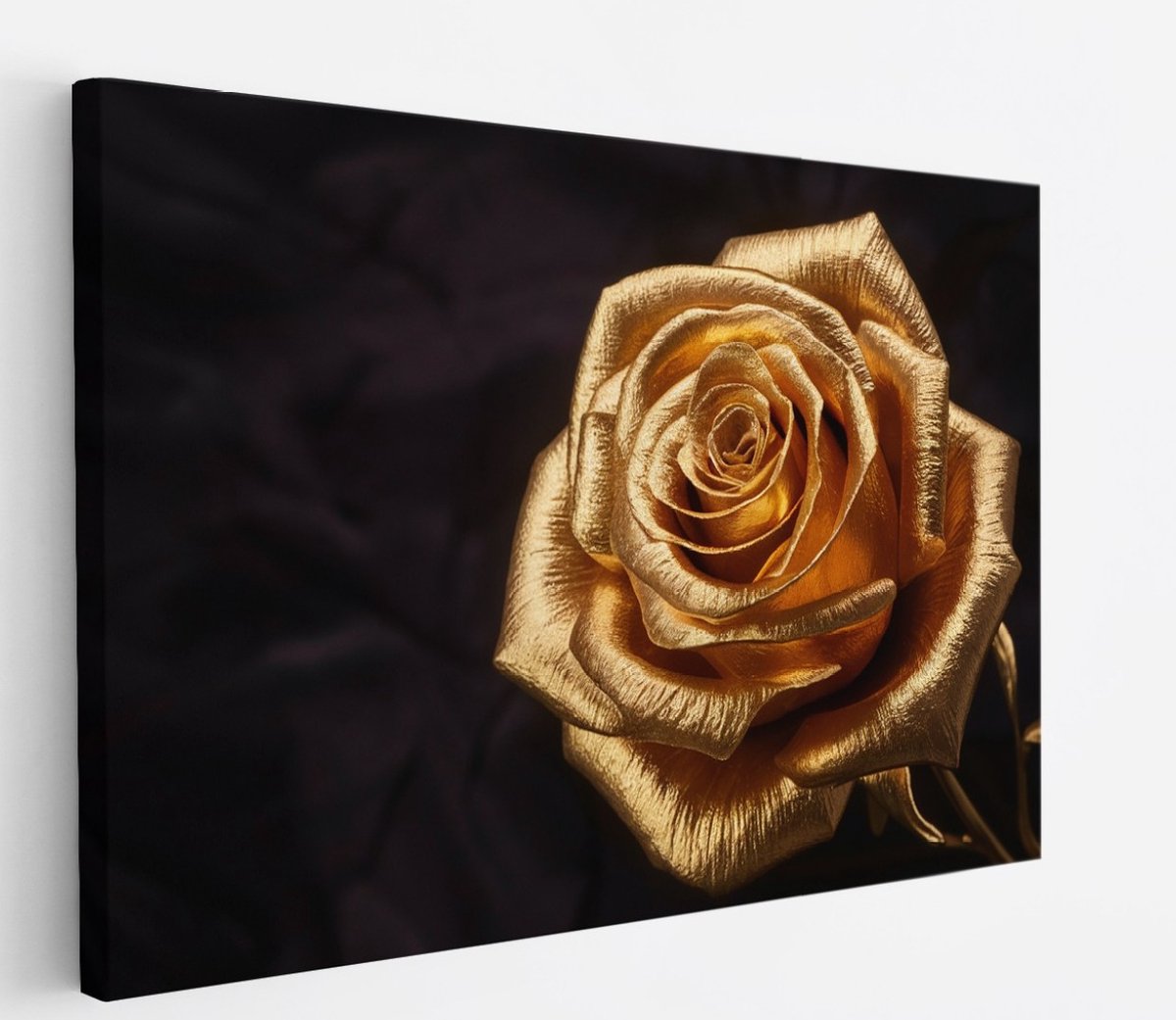 Saammp Canvas Schilderij - Gouden Roos - Luxe - Abstract - 120x80 - Foto op canvas - Wanddecoratie - Muurdecoratie Woonkamer - Kantoor Decoratie Multicolor