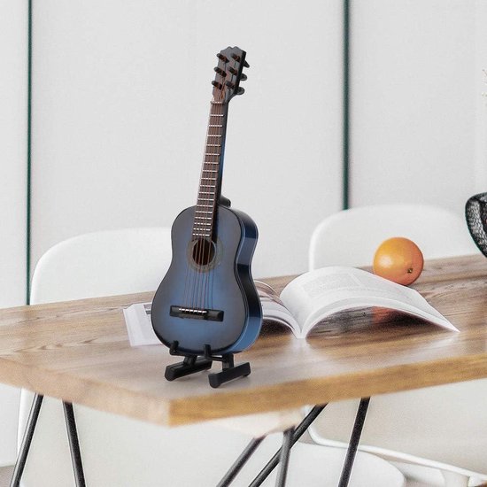 5.5in Klassieke Miniatuur Gitaar Replica Met Standaard En Koffer Instrument Ornamenten Kerstcadeau