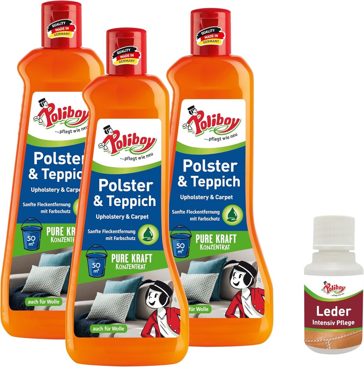 Tapijt- en stofferingsreiniger - Zuinig en effectief voor alle stoffen - 3 x 500 ml met productmonster