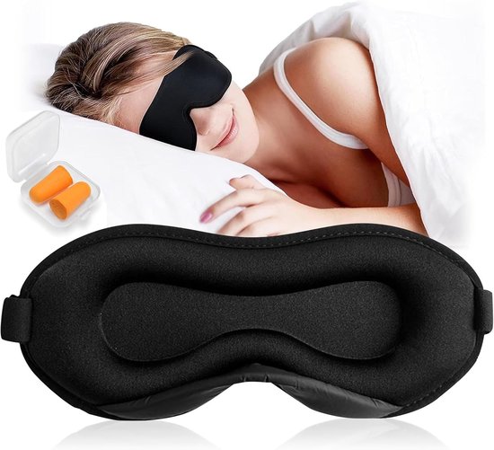 INNELO 3D-slaapmasker voor zijslapers, 100% ondoorzichtig, met verzonken ooggebied, beschermt wimpers, zacht en comfortabel, inclusief tas, voor vrouwen en heren, ideaal voor op reis, marineblauw