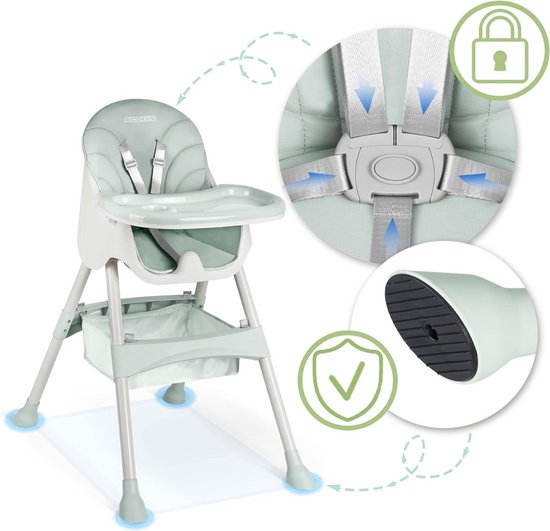 Zylo® Kinder Eetstoel - Baby Eetstoel - Kinderstoel Baby - 60x83x110 - Lichtgrijs — afbeelding 3