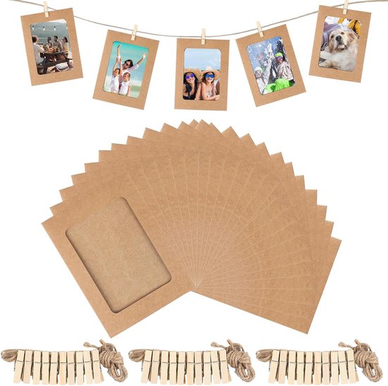 30 Stück Fotolijsten Aus Pappe - DIY Fotorahmen Mit Hanfseilen Zum Aufhängen
