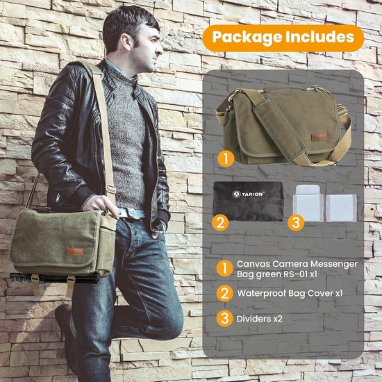 TARION Canvas Camera Bag Crossbody - Vintage Photo Bag DSLR