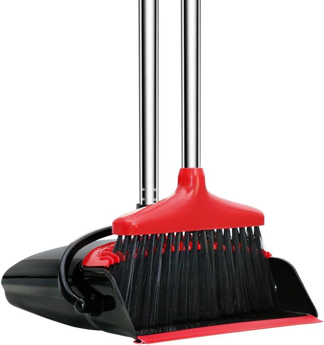 Goedkoopste Rubberen bezem met steel - dierenharen verwijderen - rood - rubber