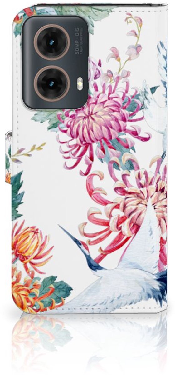 Motorola Moto G85 Telefoonhoesje met Pasjes Bird Flowers