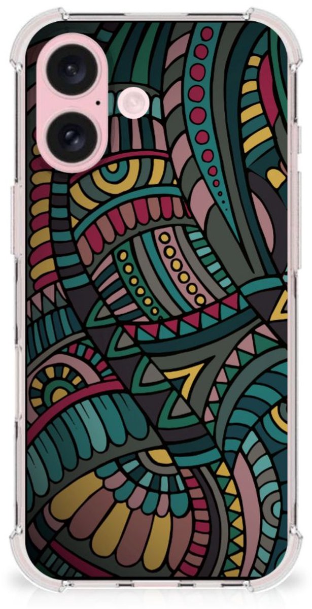 iPhone 16 Doorzichtige Silicone Hoesje Aztec