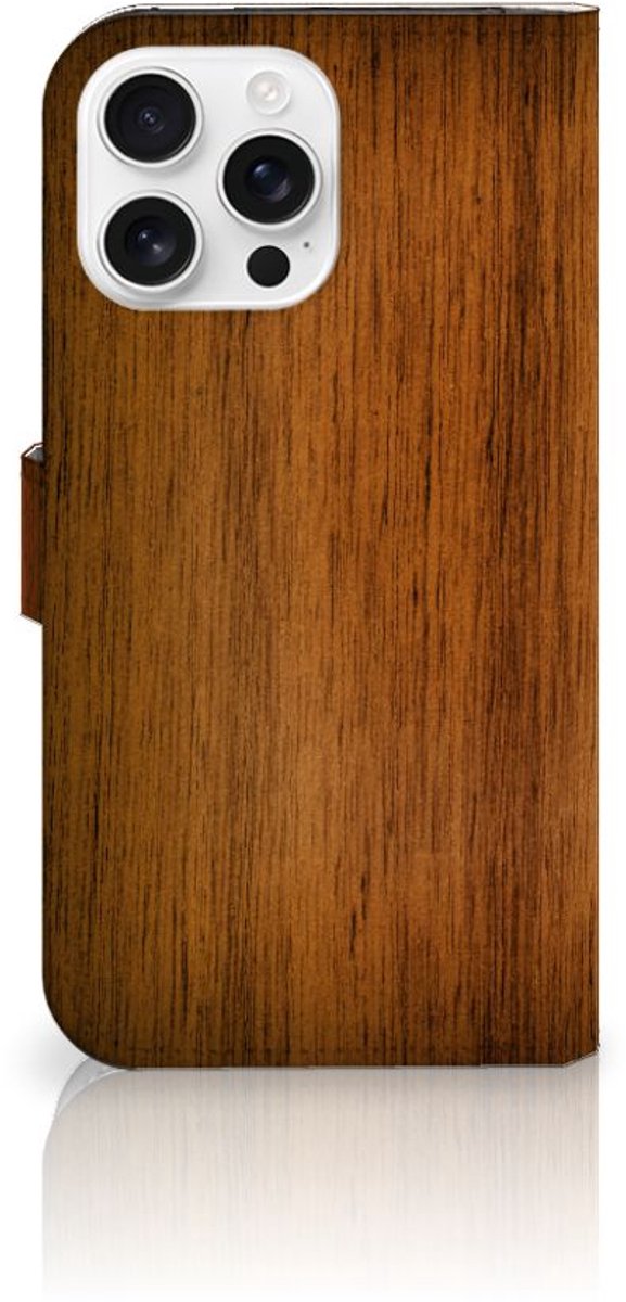 iPhone 16 Pro Max Book Style Case Donker Hout