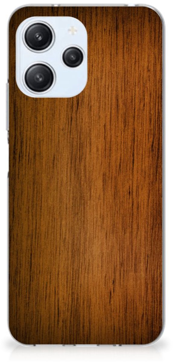Back Cover voor Xiaomi Redmi 12 4G Bumper Hoesje Donker Hout