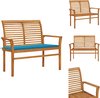 vidaXL Banc de jardin - Bancs de jardin - Banc de jardin - Bancs de jardin - Banc de jardin avec kussen bleu 112 cm Teck massif