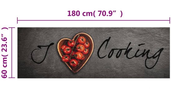 Tapis de cuisine lavable vidaXL 60 x 180 cm en velours Motif texte de cuisine