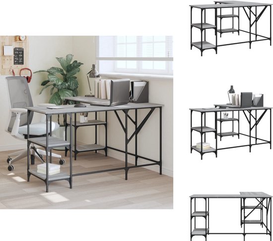 Bureau 140x50x75 cm bewerkt hout grijs sonoma eikenkleurig