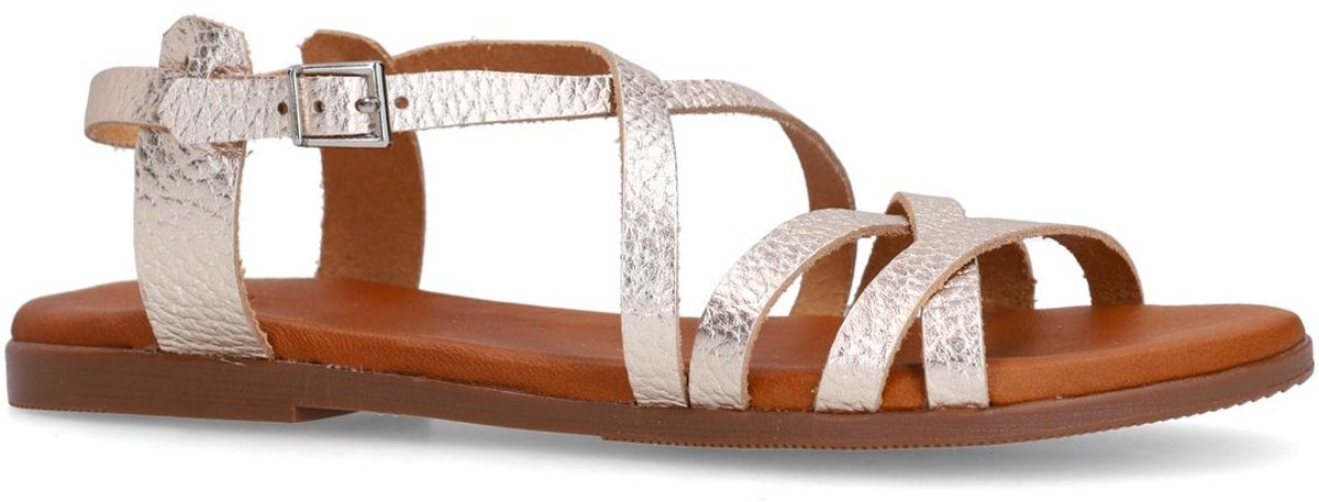 Manfield - Dames - Gouden leren sandalen - Maat 42