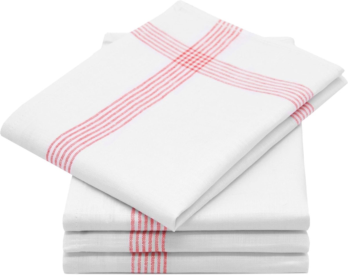 Set van 4 theedoeken en vaatdoeken - 100% linnen - 50x70 cm - Wit - Hoge kwaliteit en duurzaamheid