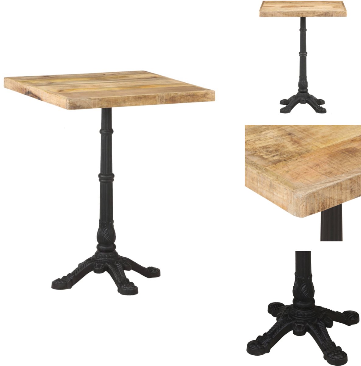 vidaXL Bistrotafel - 60x60x77 - cm - ruw - mangohout Bruin