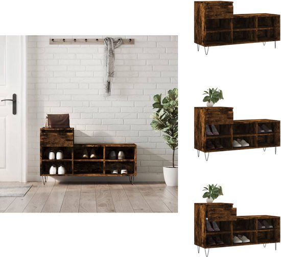 VidaXL Schoenenkast 100x42x60 cm bewerkt hout gerookt eikenkleurig - ✓ Kantoormeubelen Plus