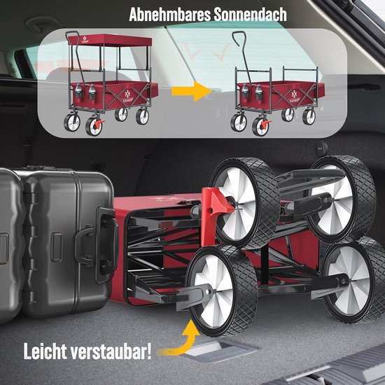 Opvouwbare Bolderkar tot 100 kg - Ruimtebesparende Transportwagen met Voorwielrem en Extra Opbergruimte van LifeGoods — afbeelding 4