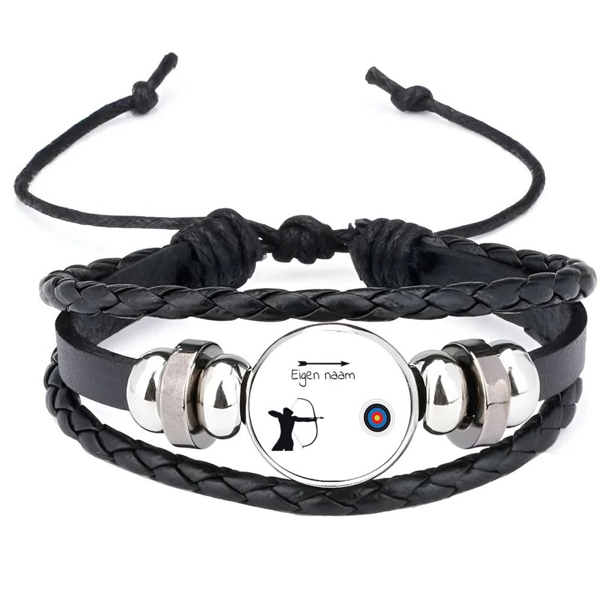 Akyol - boogschieten met naam armband zwart - Sport - boogschieters - cadeau - verjaardag - geschenk - gepersonaliseerde jongens en meisjes