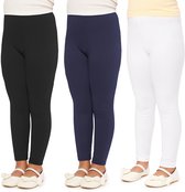 Lot de 3 Leggings Merry Style Filles - Sport - Pantalons décontractés - Longs - Katoen - Pantalons de sport - Zwart/ Wit/ Bleu marine - 110 - MS-MS10-225-LE