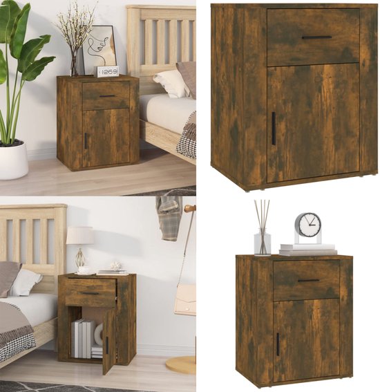 Nachtkastje 40x35x70 cm bewerkt hout artisanaal eikenkleur Nachtkastje 40x35x70 cm bewerkt hout artisanaal eikenkleur