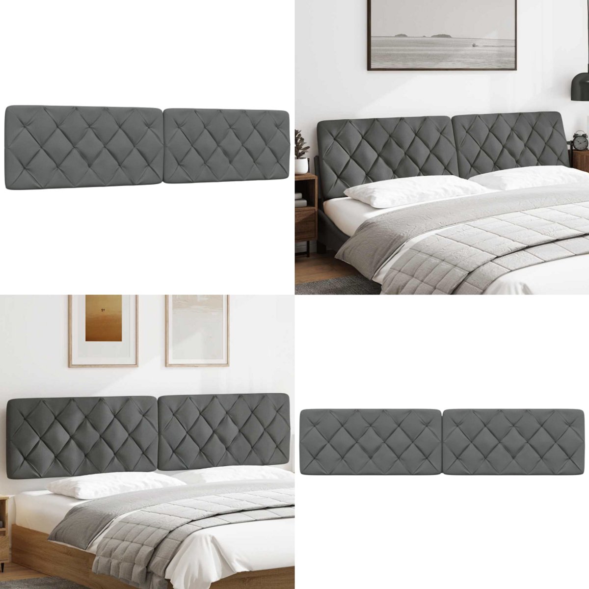 VidaXL Hoofdbordkussen 200 cm stof donkergrijs Hoofdbordkussen Hoofdbordkussens Hoofdbord Kussen Hoofdeinde Kussen