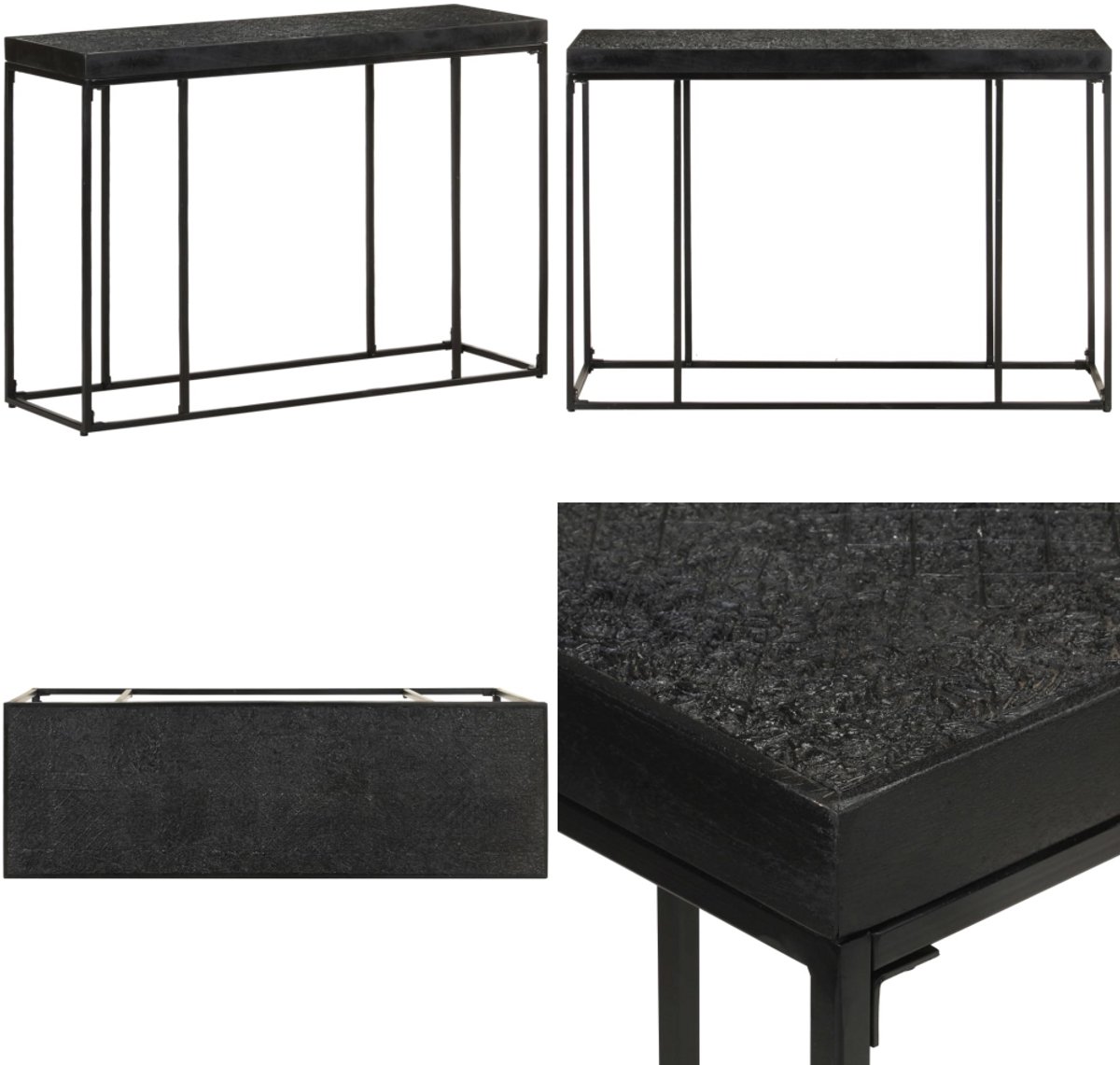 vidaXL Wandtafel - 110x35x76 - cm - massief - acaciahout - en - mangohout - zwart