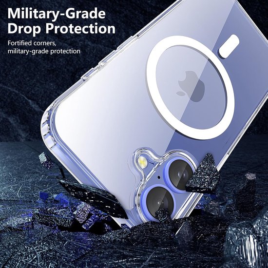 Étui magnétique compatible avec : iPhone 16 avec 2 protecteurs d'écran et 2 protecteurs d'objectif d'appareil photo [Compatible Mag Safe] Coque souple en TPU antichoc et anti-rayures transparente