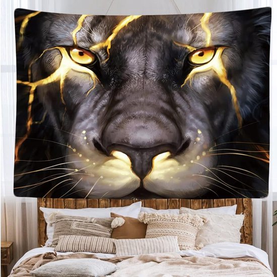Ulticool - Lion Lion Head Nature - Tapisserie - 200x150 cm - Groot tapisserie - Affiche