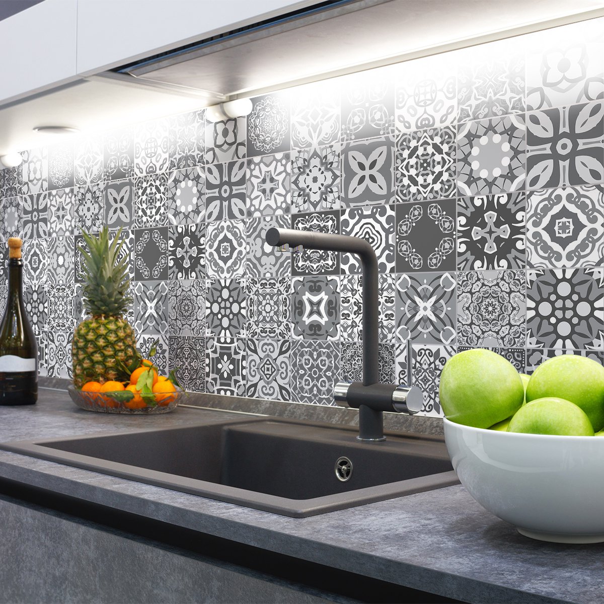 Ambiance Sticker Zelfklevende tegelmuurstickers voor keuken en badkamer - 30 Azulejos Alioth tegelstickers - 30 stickers 20x20cm Multi color