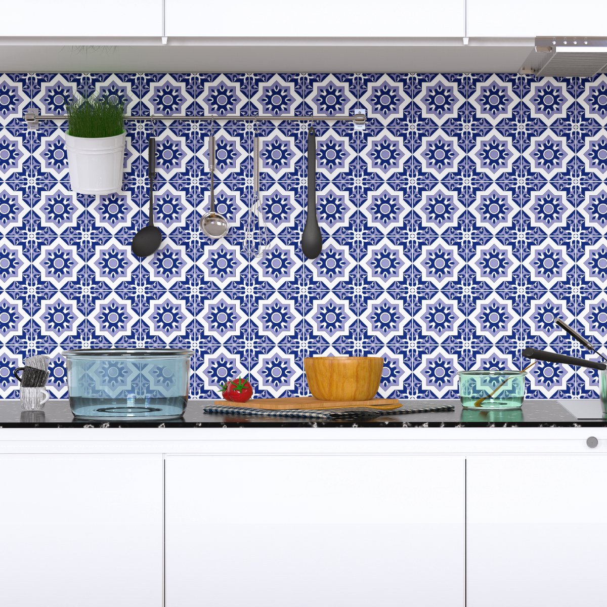 Ambiance Sticker Zelfklevende tegelmuurstickers voor keuken en badkamer - 30 cementtegelstickers, Azulejos Paqui-stijl - 30 stickers, 15x15 cm Multi color