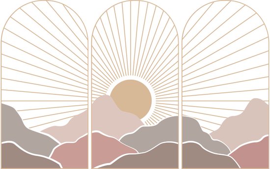 Papier peint intissé pré-encollé fresques géantes - TRIO D'ARCHES COUCHER DE SOLEIL ASIATIQUE - 60x90cm