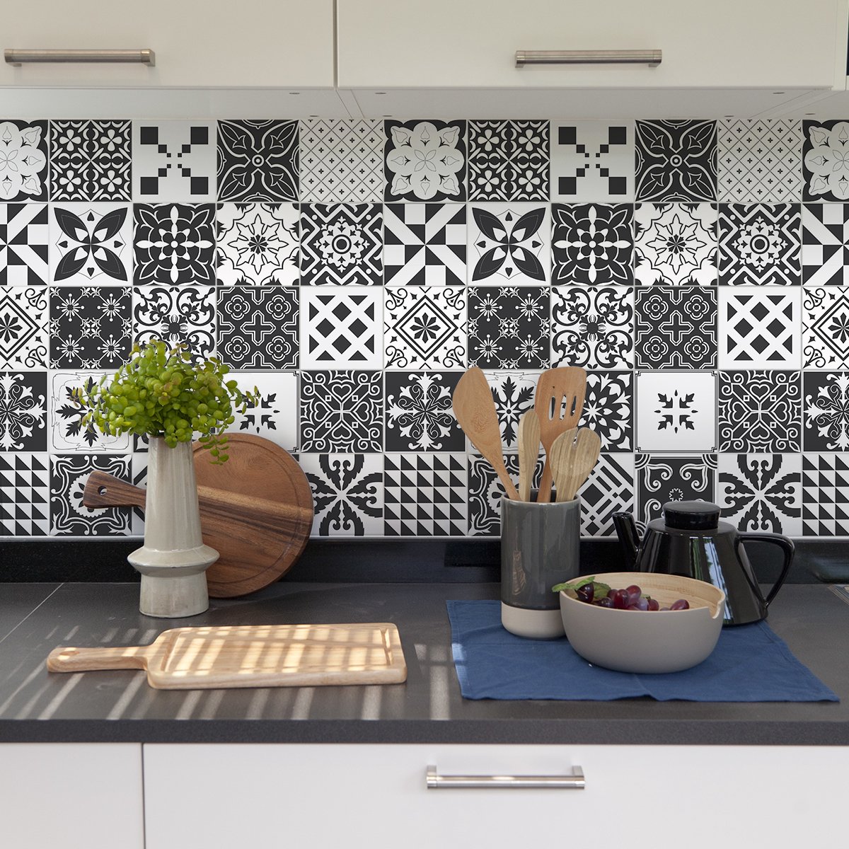 Ambiance Sticker Zelfklevende tegelmuurstickers voor keuken en badkamer - 9 Azulejos Agustino tegelstickers - 9 stickers van 15x15 cm Multi color
