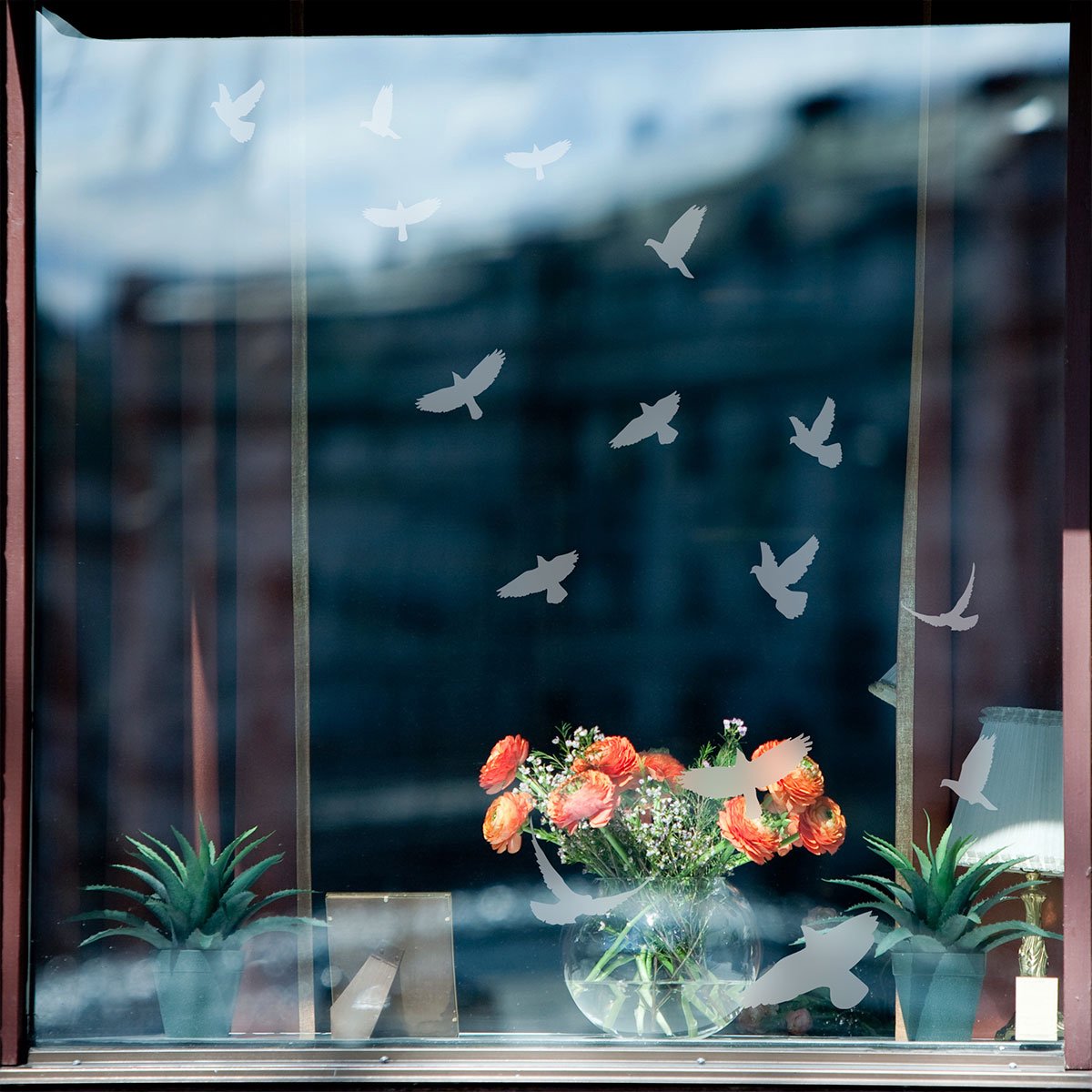 Ambiance Sticker 15 doorschijnende anti-botsingsstickers met vogels, 115 x 115 cm Transparant