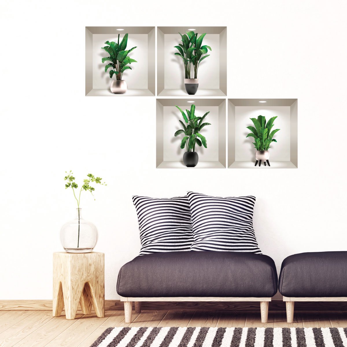 Ambiance Sticker 3D plantenstickers, exotische palmbladeren, 60 x 60 cm Multi color