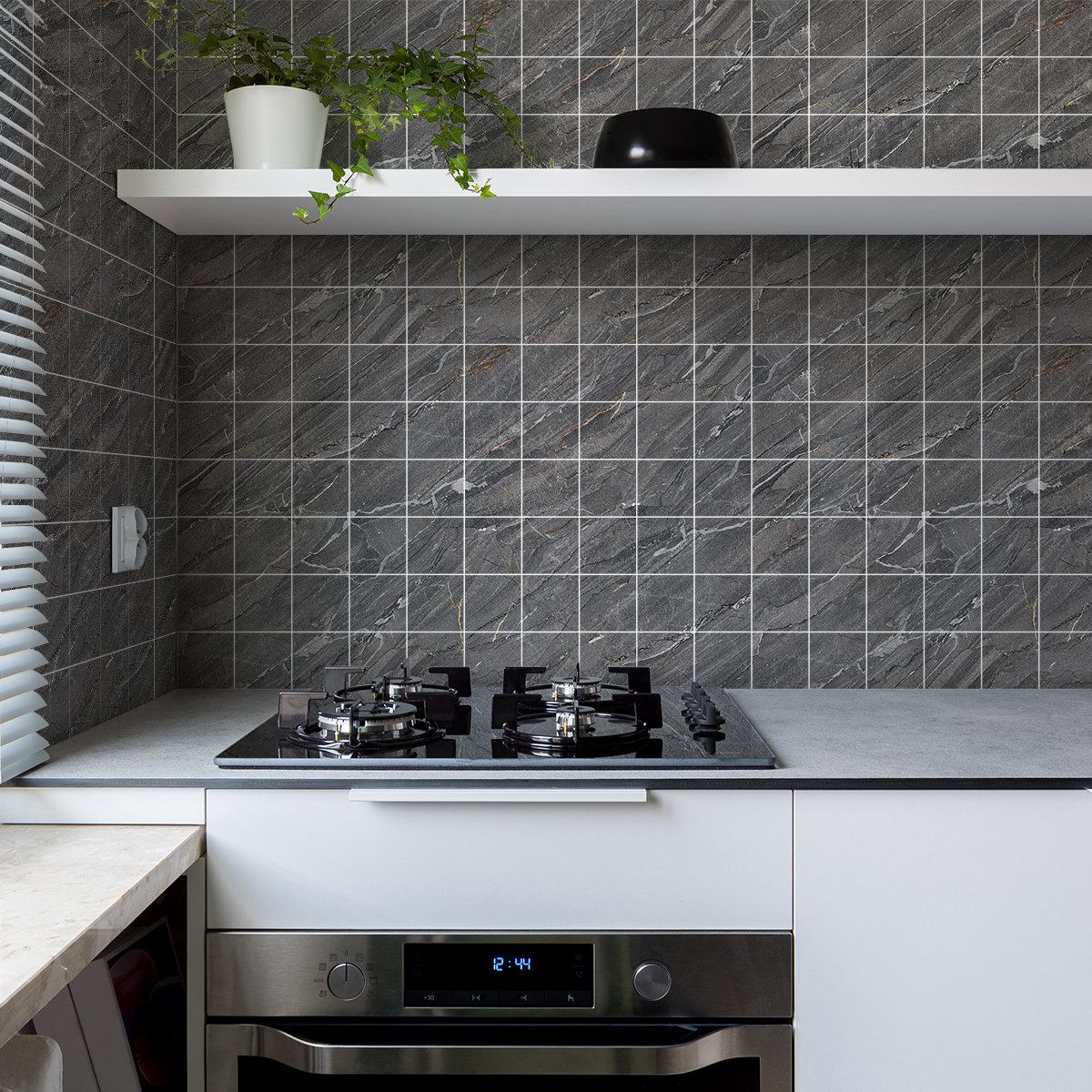 Ambiance Sticker Zelfklevende muurtegelstickers voor keuken en badkamer - 60 ISLA GRIJZE MARMER TEGELSTICKERS - 60 stickers 20x20cm Multi color