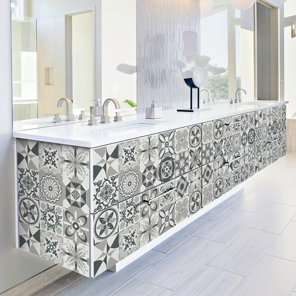 Ambiance Sticker Muurstickers voor keuken en badkamer - 60 Valeriana cementtegelstickers - 60 stickers 15x15cm Multi color