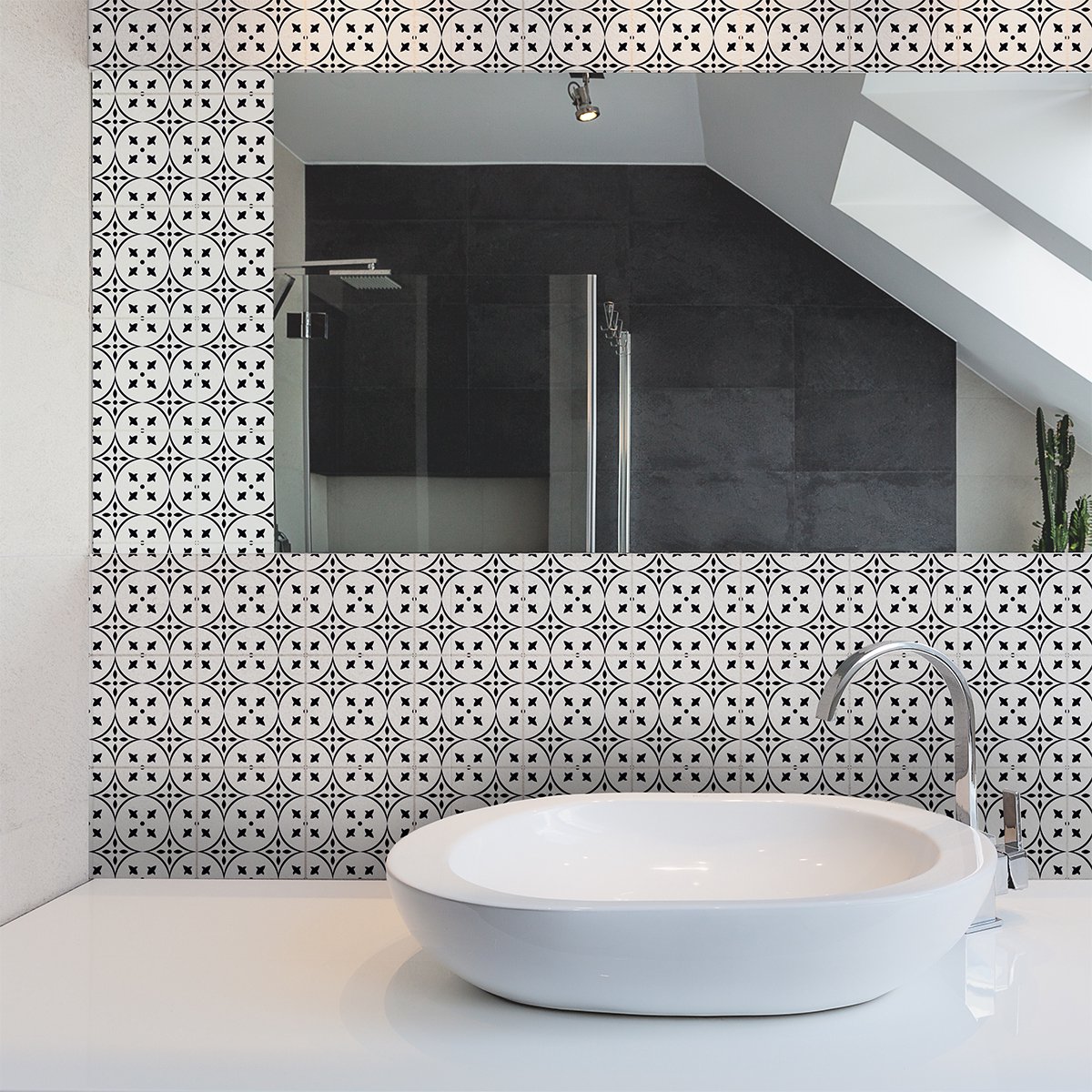 Ambiance Sticker Zelfklevende tegelmuurstickers voor keuken en badkamer - 60 cementtegelstickers, Azulejos Elisa Design - 60 stickers, 15x15cm Multi color