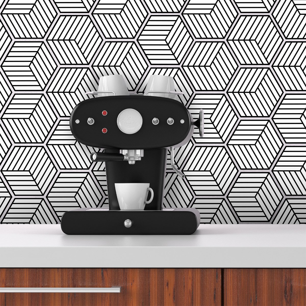 Ambiance Sticker Zelfklevende tegelmuurstickers voor keuken en badkamer - Geometrische zeshoekige tegels - 28 zeshoekige stickers 10x9cm Multi color