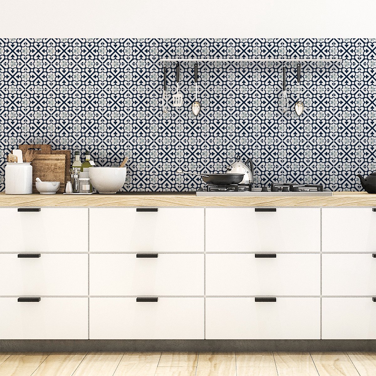 Ambiance Sticker Zelfklevende tegelmuurstickers voor keuken en badkamer - 60 tegelstickers, Azulejos Filmonena-stijl - 60 stickers, 15x15 cm Multi color