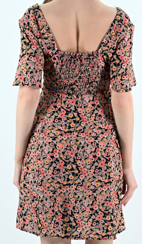 YesMooi - Mini -robe à imprimé floral - Col en V et dos nu - M (38) - Rose | Orange | Beige