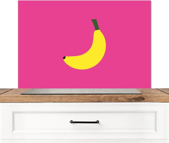 Crédence de Cuisinière en Aluminium 90x60 cm - Banane - Jaune - Fruit - Écran Pare-éclaboussures pour Plaque de Cuisson - Protection Murale