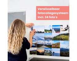 Pixowall fotocollage systeem - 24 frames en prints - fotolijst / fotokader collage meerdere foto's - collagelijst - wanddecoratie - fotowand - fotocollage lijsten - ophangen zonder boren - 15cm per frame