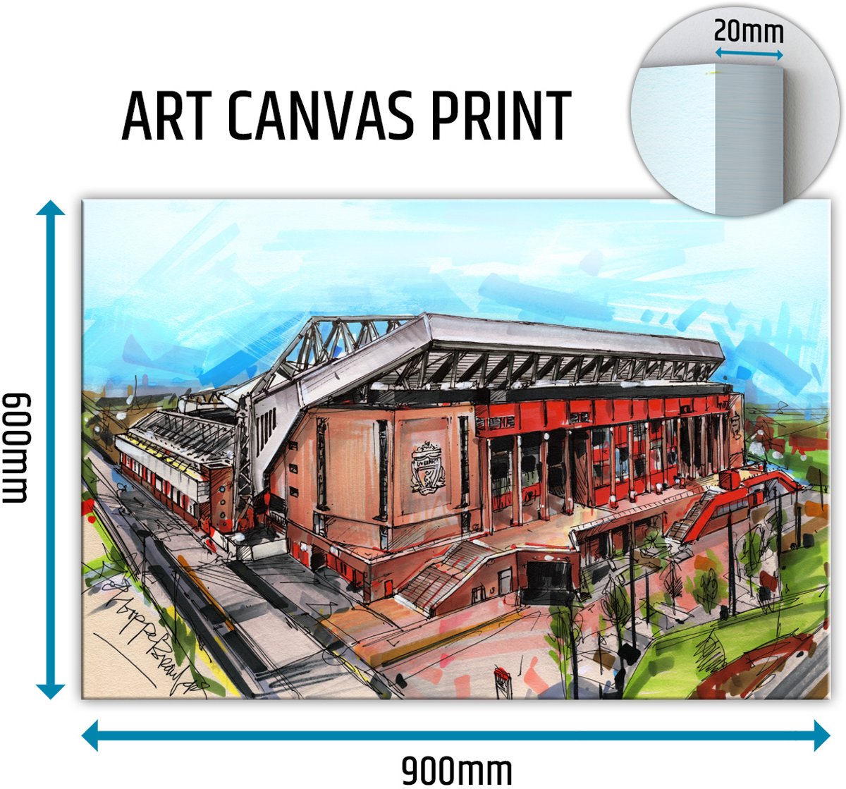 Liverpool voetbalstadion canvas schilderij 90x60 cm