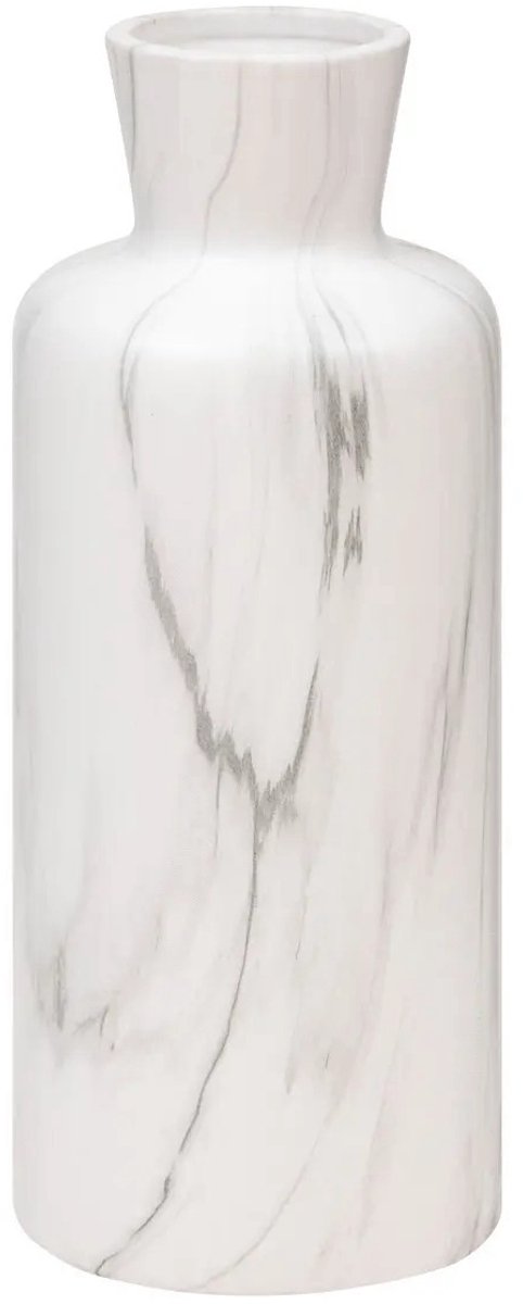 Atmosphera Bloemenvaas Athens - mat marmer wit - keramiek - D12 x H30 cm - stelen en boeketten