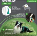 Instructies voor het gebruik van Frontline Combo: 1. Openen, 2. Aanbrengen op de huid van de hond, 3. Ontspannen.